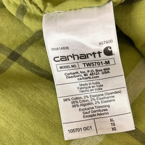 Carhartt Men’s Rugged Flex Short Sleeve Plaid Button Down Size XL - Picture 6 of 7